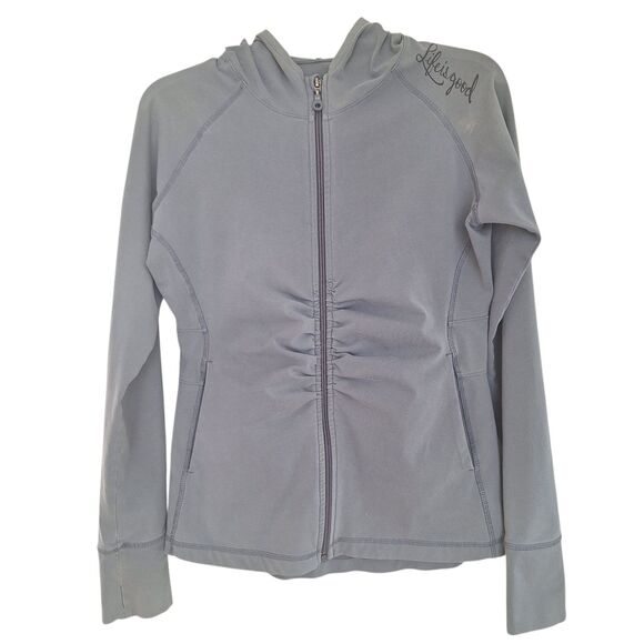 Life Is Good Activewear Good Move Full Zip Hooded Gray Jacket Semi Fitted Peru - Picture 2 of 16